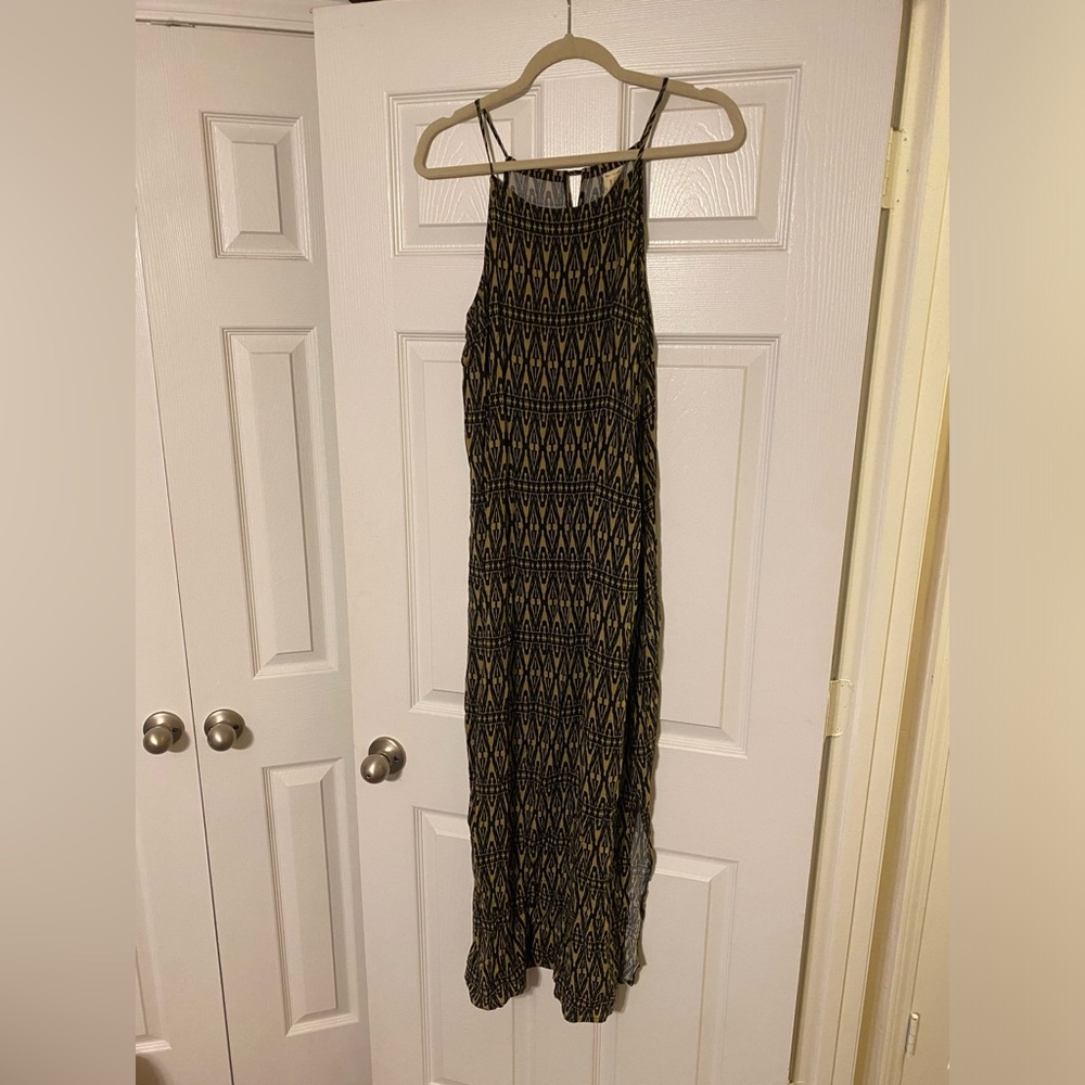 Faded Glory Black and Brown Geometric Maxi Dress